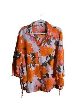 Joie 100% Linen Bold Floral Tunic Top Plussize Size 2X